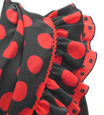 Flamenco Tiered Skirt and Double Frilled Shawl Set / Dots / Black & Red / FPS-1