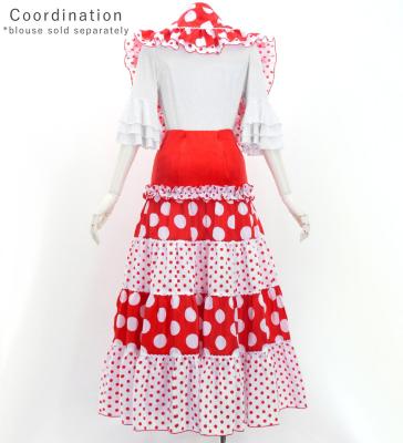 Flamenco Tiered Skirt and Double Frilled Shawl Set / Dots / Red & White / FPS-2