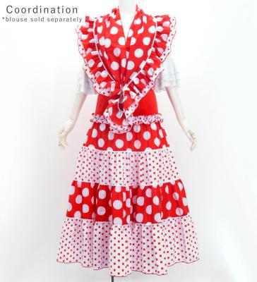 Flamenco Tiered Skirt and Double Frilled Shawl Set / Dots / Red & White / FPS-2