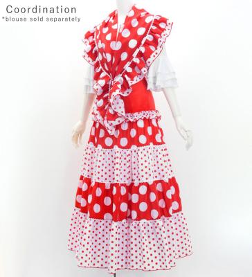 Flamenco Tiered Skirt and Double Frilled Shawl Set / Dots / Red & White / FPS-2