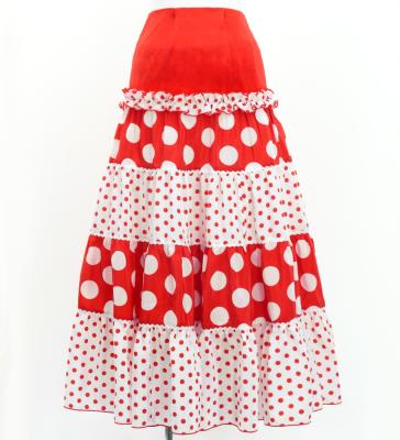 Flamenco Tiered Skirt and Double Frilled Shawl Set / Dots / Red & White / FPS-2