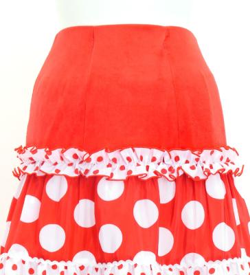 Flamenco Tiered Skirt and Double Frilled Shawl Set / Dots / Red & White / FPS-2