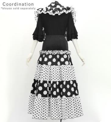 Flamenco Tiered Skirt and Double Frilled Shawl Set / Dots /Black & White / FPS-3