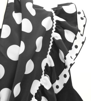 Flamenco Tiered Skirt and Double Frilled Shawl Set / Dots /Black & White / FPS-3