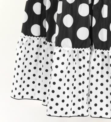 Flamenco Tiered Skirt and Double Frilled Shawl Set / Dots /Black & White / FPS-3