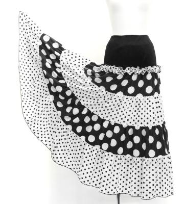 Flamenco Tiered Skirt and Double Frilled Shawl Set / Dots /Black & White / FPS-3