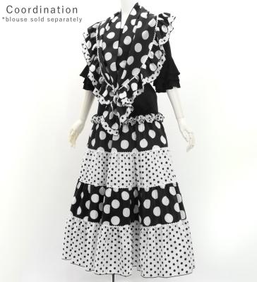 Flamenco Tiered Skirt and Double Frilled Shawl Set / Dots /Black & White / FPS-3