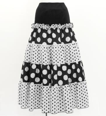 Flamenco Tiered Skirt and Double Frilled Shawl Set / Dots /Black & White / FPS-3