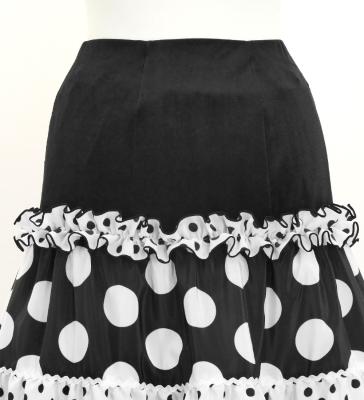 Flamenco Tiered Skirt and Double Frilled Shawl Set / Dots /Black & White / FPS-3