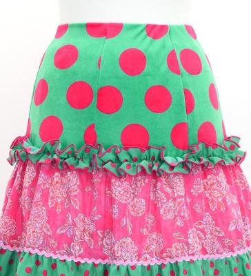 Flamenco Tiered Skirt and Double Frilled Shawl Set / Dots & Roses / Turquoise & Pink / FPS-4