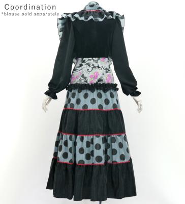 Flamenco Tiered Skirt and Double Frilled Shawl Set / Paisley & Dots / Black / FPS-5