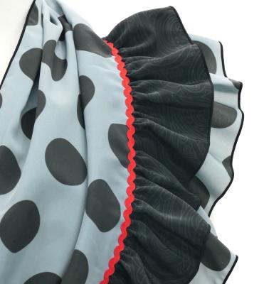 Flamenco Tiered Skirt and Double Frilled Shawl Set / Paisley & Dots / Black / FPS-5