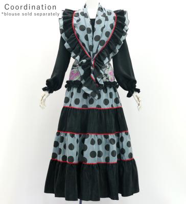 Flamenco Tiered Skirt and Double Frilled Shawl Set / Paisley & Dots / Black / FPS-5