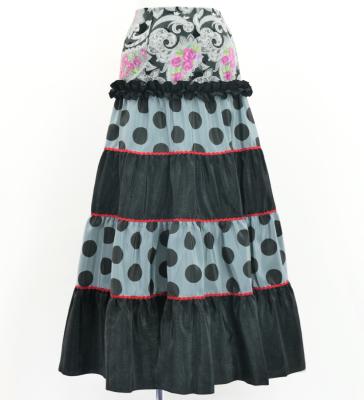 Flamenco Tiered Skirt and Double Frilled Shawl Set / Paisley & Dots / Black / FPS-5