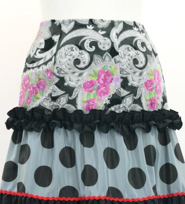 Flamenco Tiered Skirt and Double Frilled Shawl Set / Paisley & Dots / Black / FPS-5