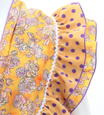 Flamenco Tiered Skirt and Double Frilled Shawl Set / Roses & Dots / Roses & Dots / Orange / FPS-6