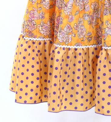 Flamenco Tiered Skirt and Double Frilled Shawl Set / Roses & Dots / Roses & Dots / Orange / FPS-6