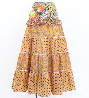 Flamenco Tiered Skirt and Double Frilled Shawl Set / Roses & Dots / Roses & Dots / Orange / FPS-6