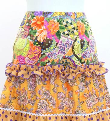 Flamenco Tiered Skirt and Double Frilled Shawl Set / Roses & Dots / Roses & Dots / Orange / FPS-6