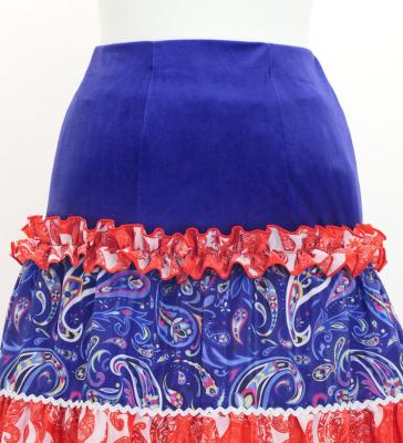 Flamenco Tiered Skirt and Double Frilled Shawl Set / Paisley / Navy & Red / FPS-7