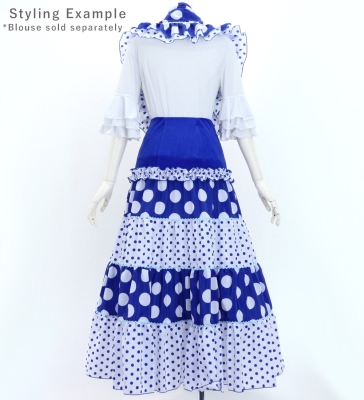 Flamenco Tiered Skirt and Double Frilled Shawl Set / Dots / Blue & White / FPS-9