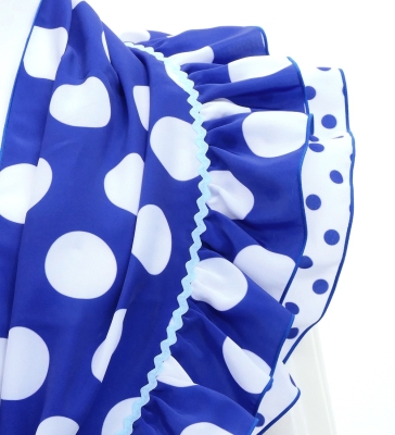Flamenco Tiered Skirt and Double Frilled Shawl Set / Dots / Blue & White / FPS-9
