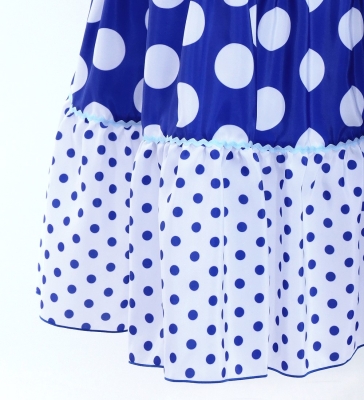 Flamenco Tiered Skirt and Double Frilled Shawl Set / Dots / Blue & White / FPS-9