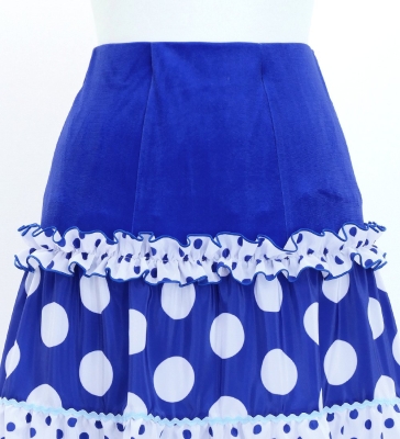 Flamenco Tiered Skirt and Double Frilled Shawl Set / Dots / Blue & White / FPS-9