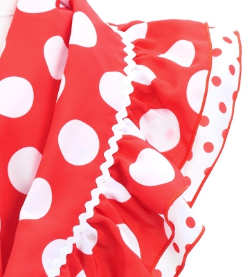 Kids Flamenco Tiered Skirt and Double Frilled Shawl Set / Dots / Red & White / JFPSp-1
