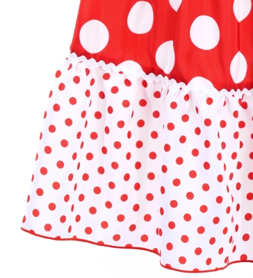 Kids Flamenco Tiered Skirt and Double Frilled Shawl Set / Dots / Red & White / JFPSp-1