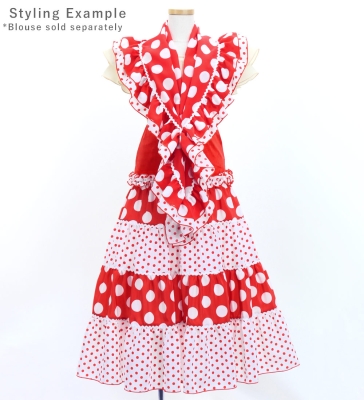 Kids Flamenco Tiered Skirt and Double Frilled Shawl Set / Dots / Red & White / JFPSp-1