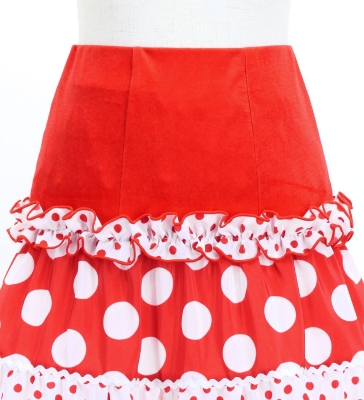 Kids Flamenco Tiered Skirt and Double Frilled Shawl Set / Dots / Red & White / JFPSp-1