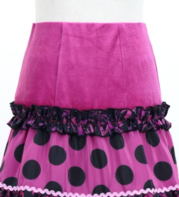 Kids Flamenco Tiered Skirt and Double Frilled Shawl Set / Dots & Roses / Wine & Black / JFPSp-2