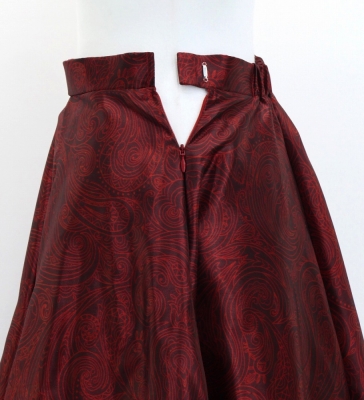 Circular Flamenco Skirt with Frills / Paisley / Red & Pink / JFS-10