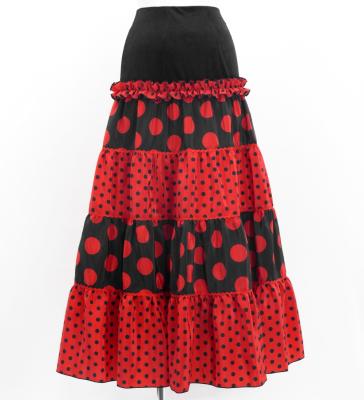 Flamenco Tiered Skirt / Dots / Black & Red / FS-26