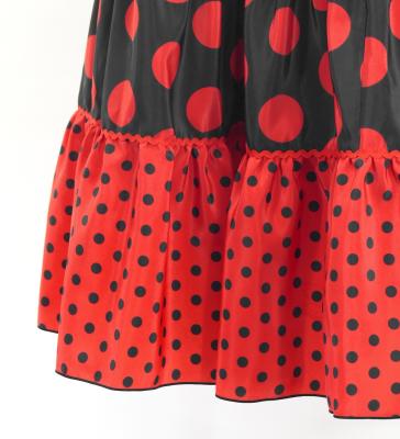 Flamenco Tiered Skirt / Dots / Black & Red / FS-26