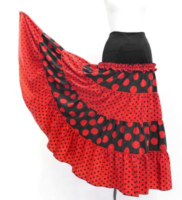 Flamenco Tiered Skirt / Dots / Black & Red / FS-26