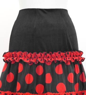 Flamenco Tiered Skirt / Dots / Black & Red / FS-26