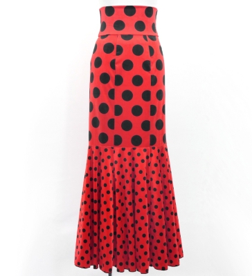 Flamenco High Waist Mermaid Skirt / Dots / FS-37