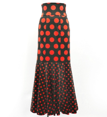 Flamenco High Waist Mermaid Skirt / Dots / FS-39