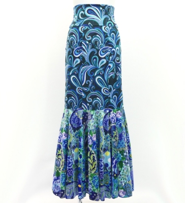 Flamenco High Waist Mermaid Skirt / Paisley / FS-40