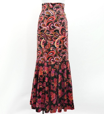 Flamenco High Waist Mermaid Skirt / Roses / FS-41