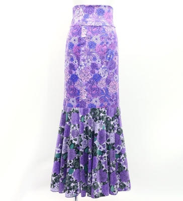 Flamenco High Waist Mermaid Skirt / Roses / FS-43