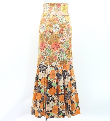 Flamenco High Waist Mermaid Skirt / Roses / FS-44