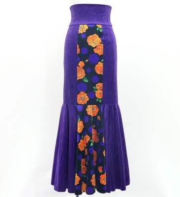 Flamenco High Waist Mermaid Skirt / Paisley & Dots & Roses / FS-48