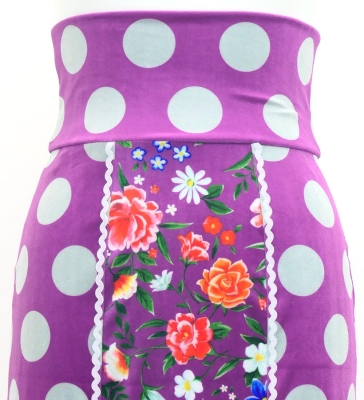 Flamenco High Waist Mermaid Skirt / Dots & Roses / FS-50