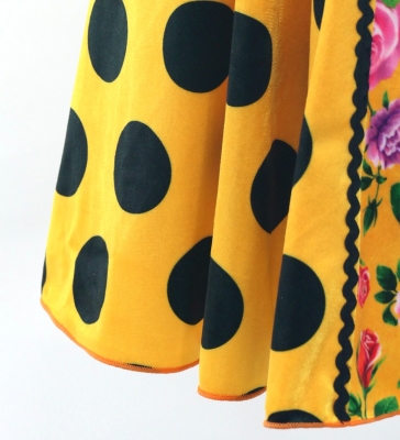 Flamenco High Waist Mermaid Skirt / Dots & Roses / FS-51