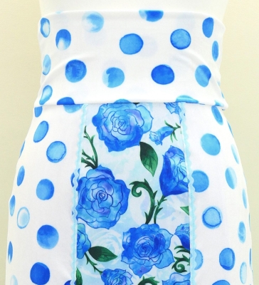Flamenco High Waist Mermaid Skirt / Dots & Roses / FS-54