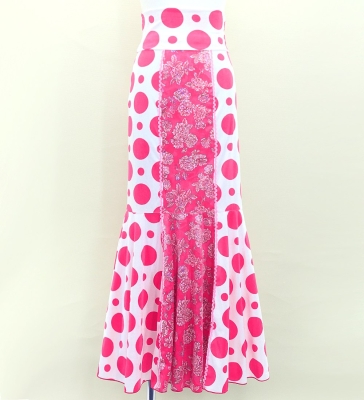 Flamenco High Waist Mermaid Skirt / Dots & Roses / FS-55