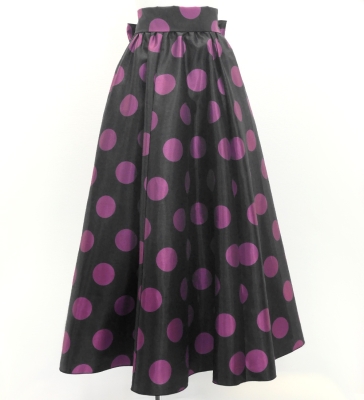 Flamenco Long circular skirt / Dots / Dark Purple & Pink / FS-58